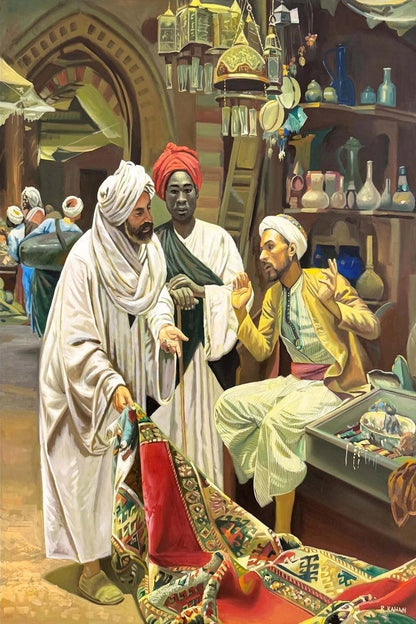 Çarşıdaki Pazarlık Yağlı Boya Tablosu