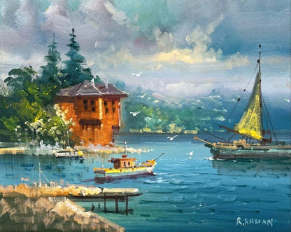 Çengelköy'den Rıhtıma Yağlı Boya Tablosu