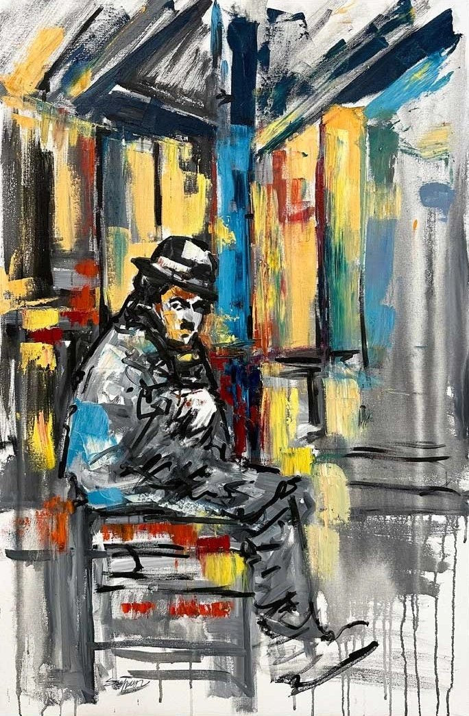 Charlie Chaplin'in İfadesi Yağlı Boya Tablosu