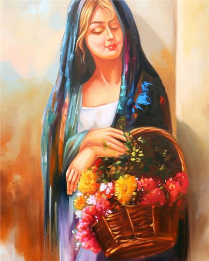 Çiçekçi Kız Yağlı Boya Tablosu