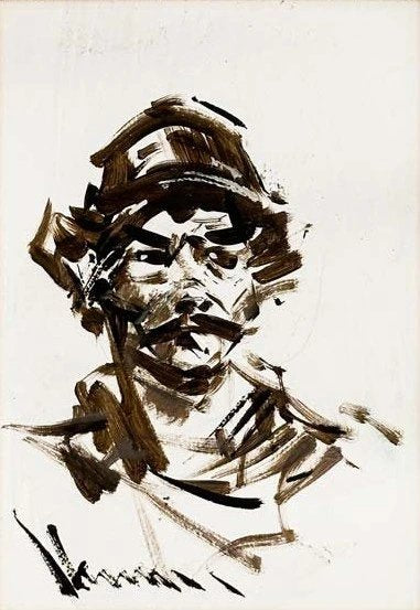 Çizgisel Portre Yağlı Boya Tablosu