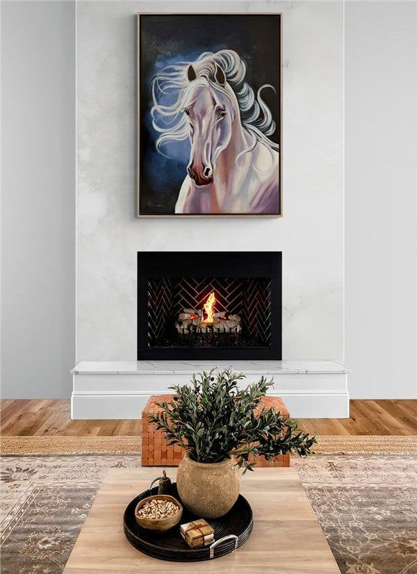 Beyaz Atın Zarafeti Yağlı Boya Tablosu