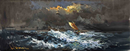 Dalgalar Arasında Yağlı Boya Tablosu