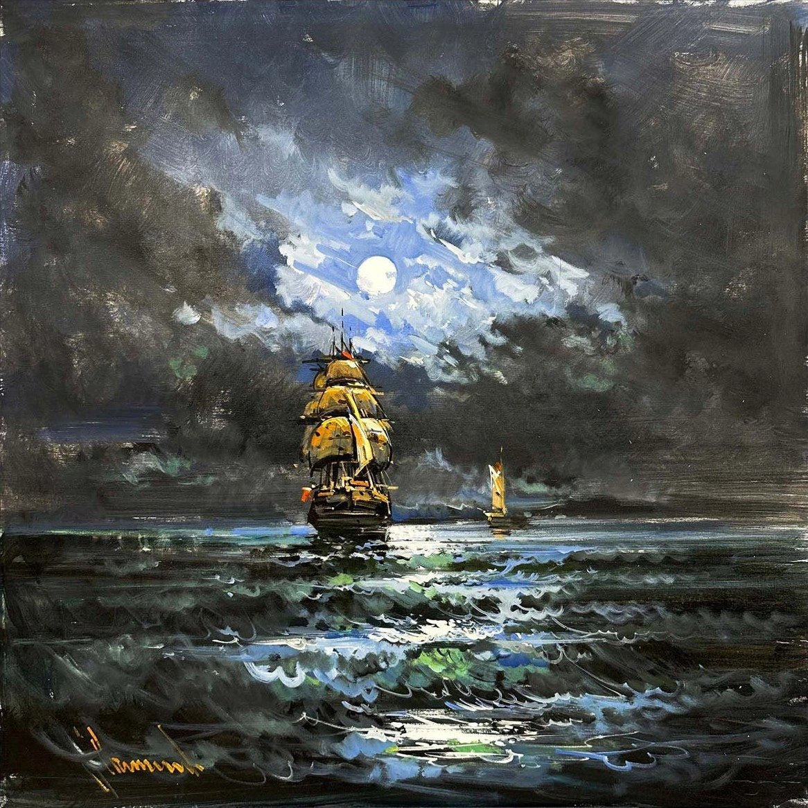 Dalgaların Fısıltısı Yağlı Boya Tablosu