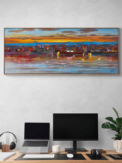 Dalgaların İçindeki Zaman Yağlı Boya Tablosu