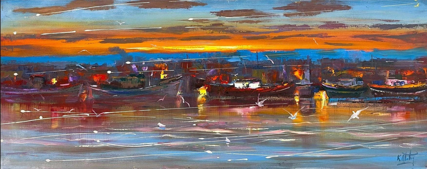 Dalgaların İçindeki Zaman Yağlı Boya Tablosu