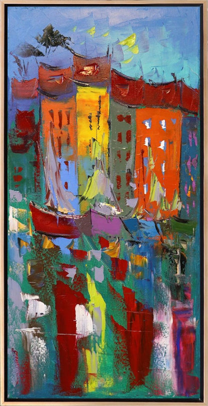 Soyut Şehir Manzarası Yağlı Boya Tablosu