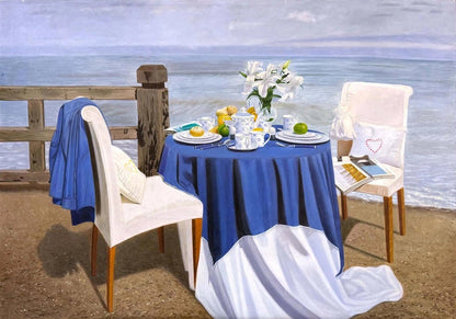 Deniz Kenarında Sabah Yağlı Boya Tablosu