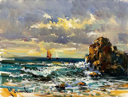 Deniz ve Yelkenliler Yağlı Boya Tablosu