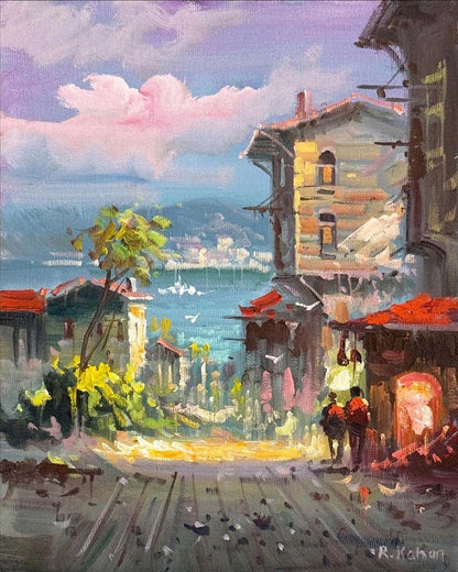 Denize Açılan Sokak Yağlı Boya Tablosu