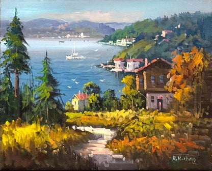 Denize İnilen Yol Yağlı Boya Tablosu