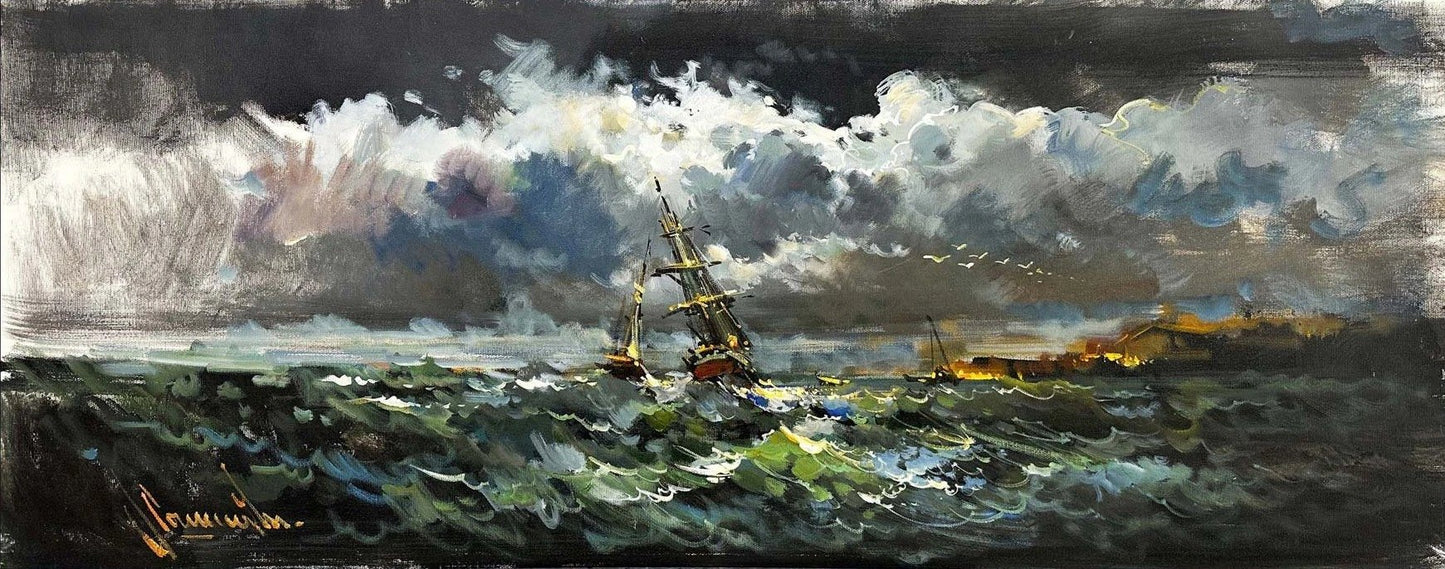 Denizin Asi Dalgaları Yağlı Boya Tablosu