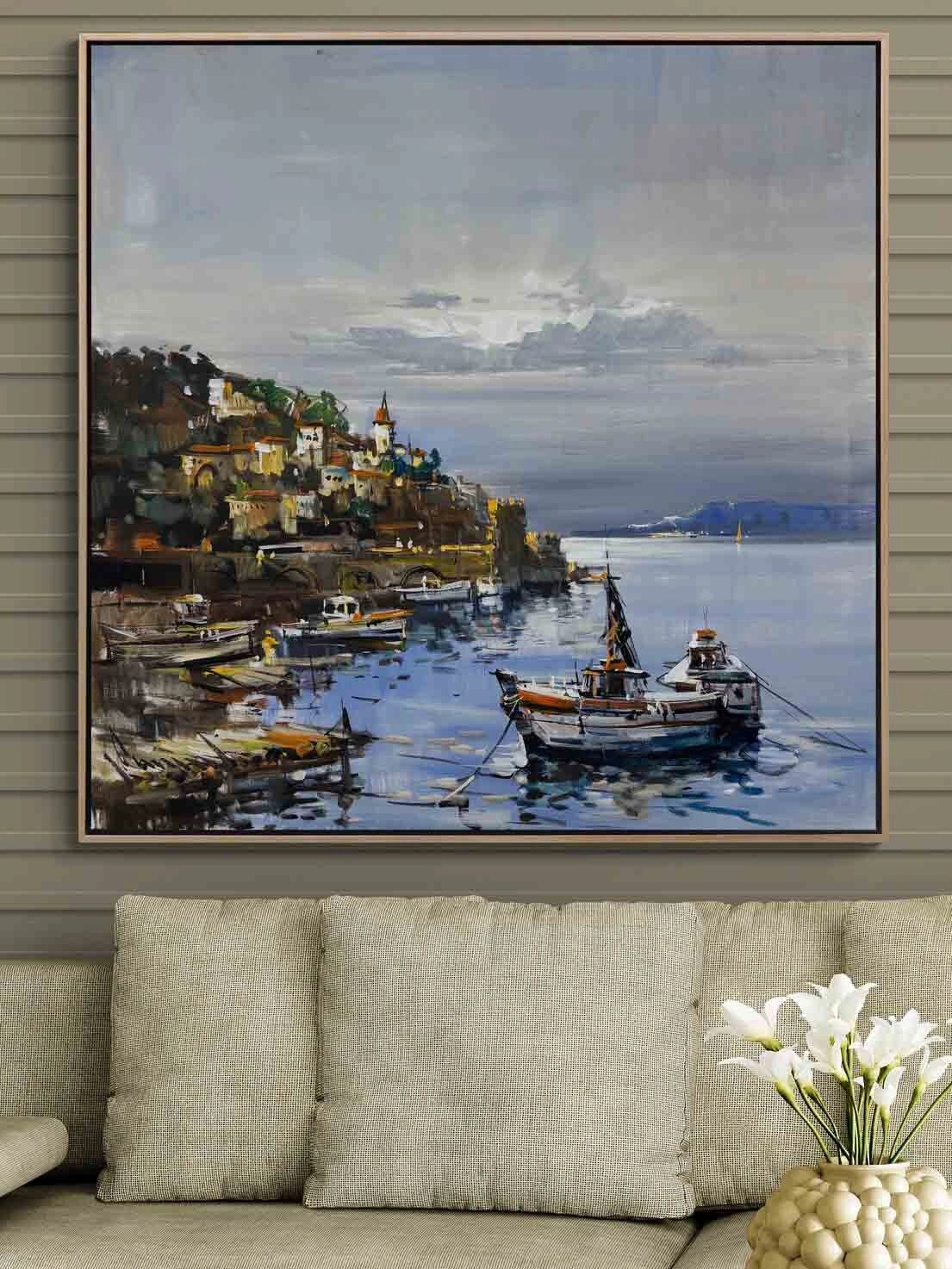 Denizin Kıyısında Yağlı Boya Tablosu