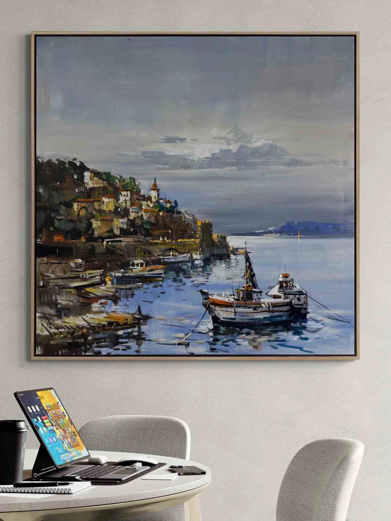 Denizin Kıyısında Yağlı Boya Tablosu