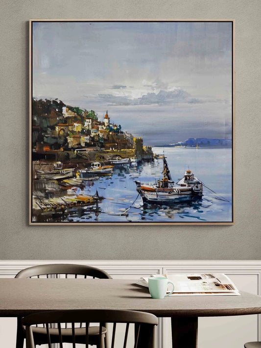 Denizin Kıyısında Yağlı Boya Tablosu