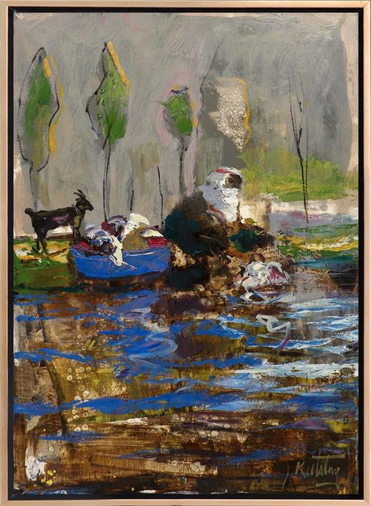 Dere Kenarında Yağlı Boya Tablosu