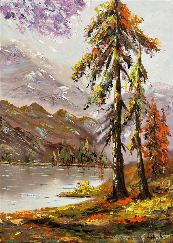 Gölün Kenarında Sessizlik Yağlı Boya Tablosu