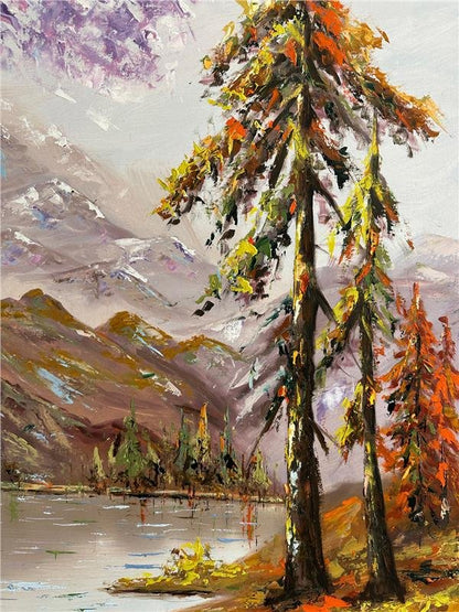 Gölün Kenarında Sessizlik Yağlı Boya Tablosu