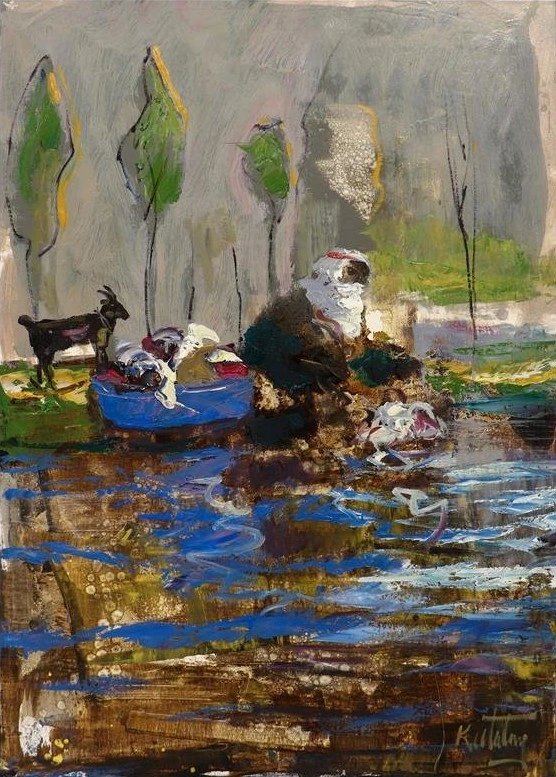 Dere Kenarında Yağlı Boya Tablosu