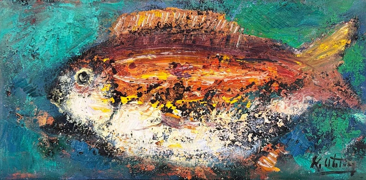 Derinlerde Balık Yağlı Boya Tablosu