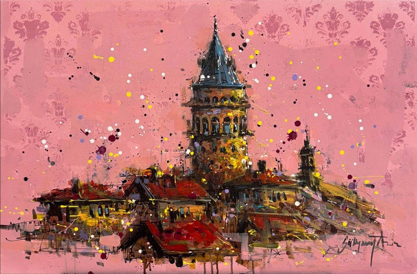 Düşlerde Galata Kulesi Yağlı Boya Tablosu