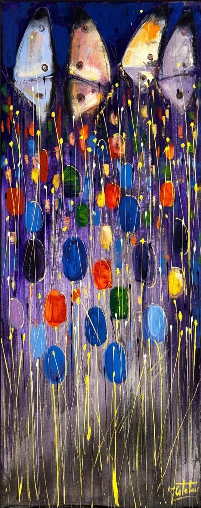 Düşlerde Yalnız Kelebekler Yağlı Boya Tablosu