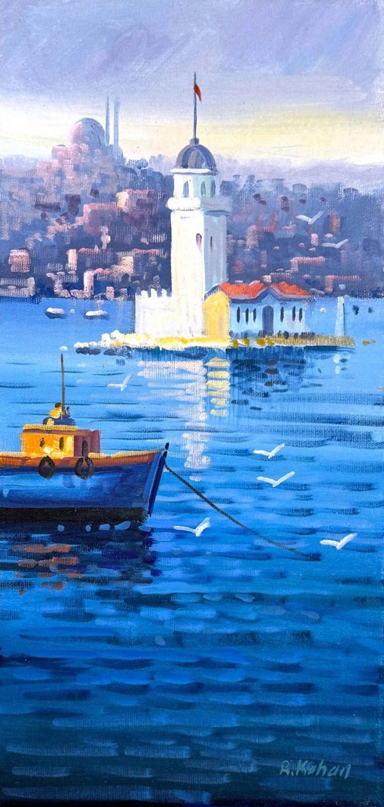 Efsanelerle Kız Kulesi Yağlı Boya Tablosu