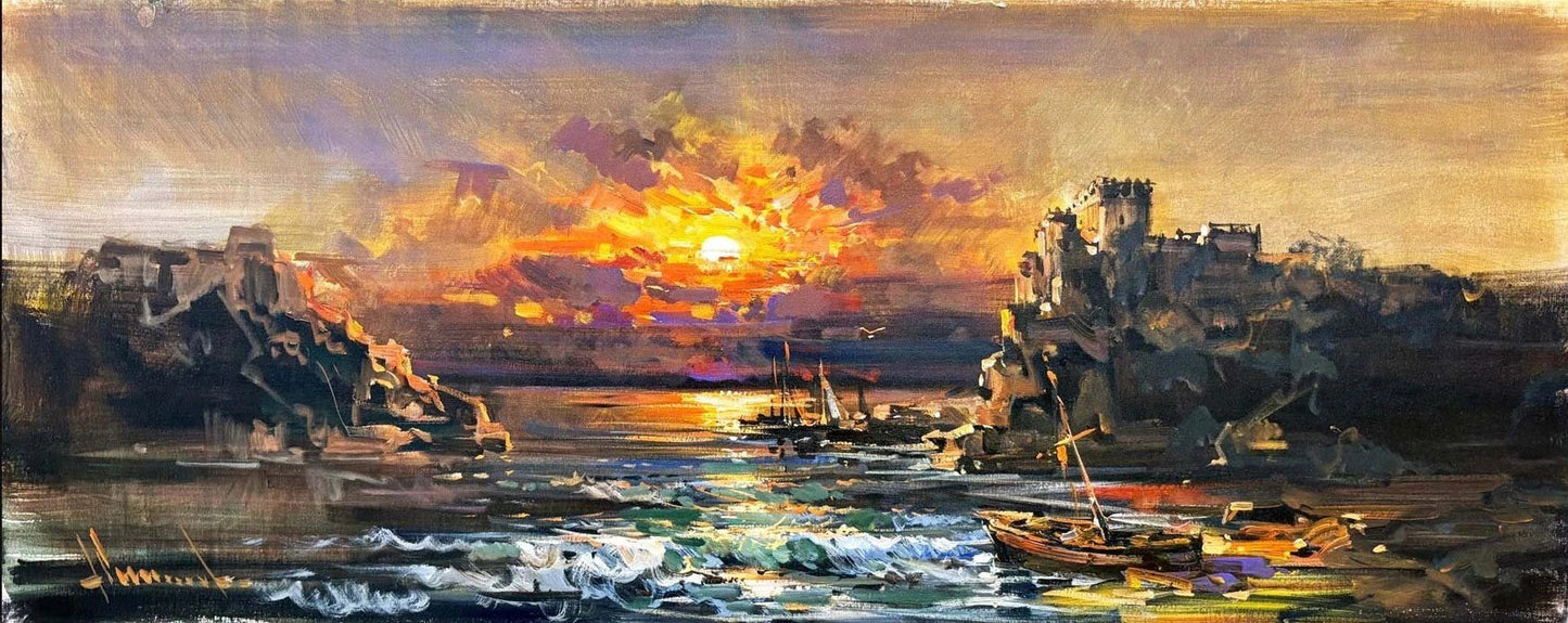 Efsanevi Kale Manzarası Yağlı Boya Tablosu