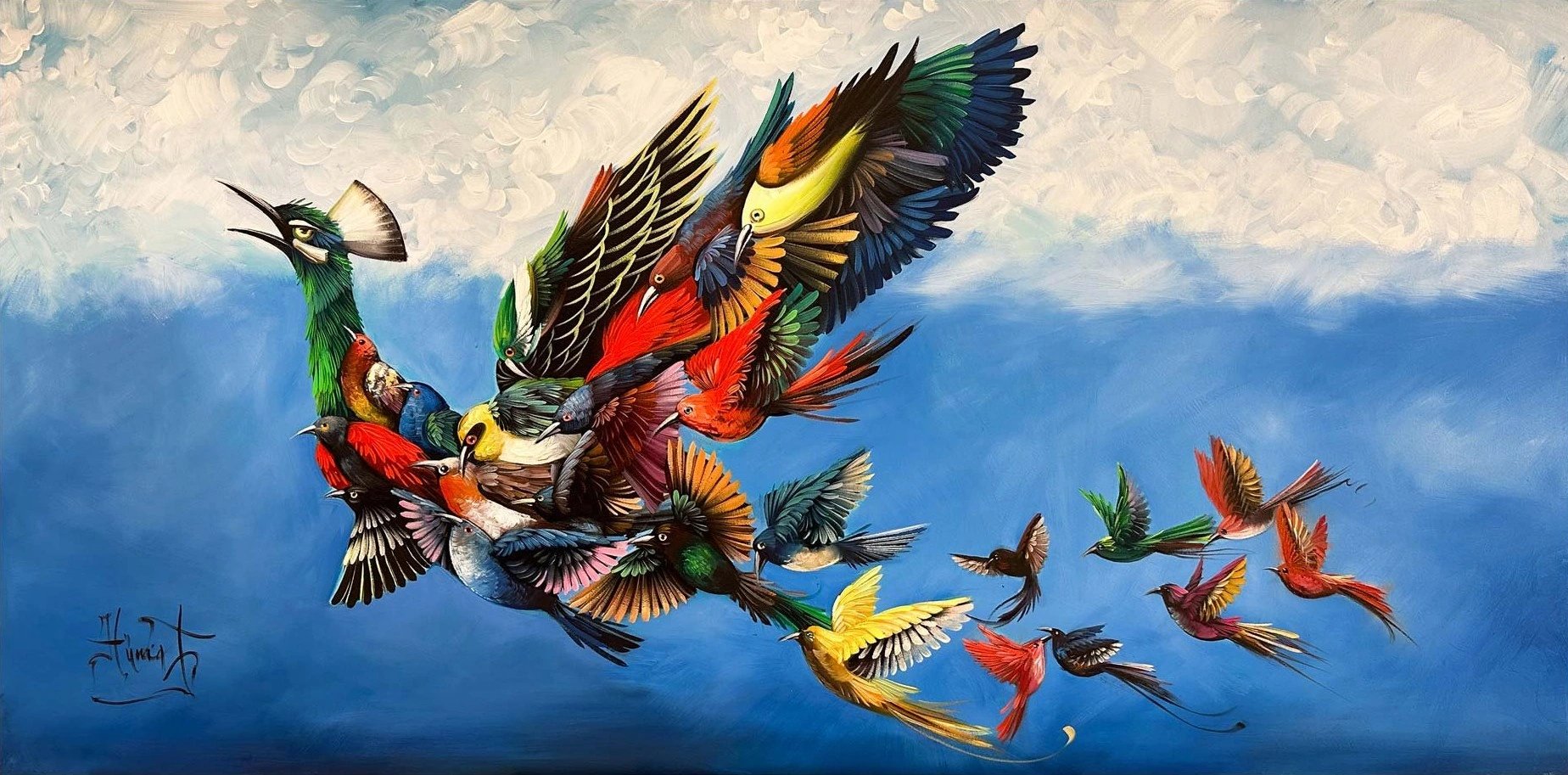 Efsanevi Simurg Yağlı Boya Tablosu | Simurg Sanatevi