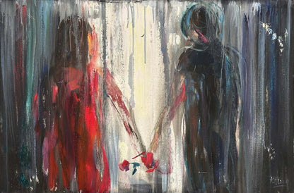 El Ele Geçen Zaman Yağlı Boya Tablosu