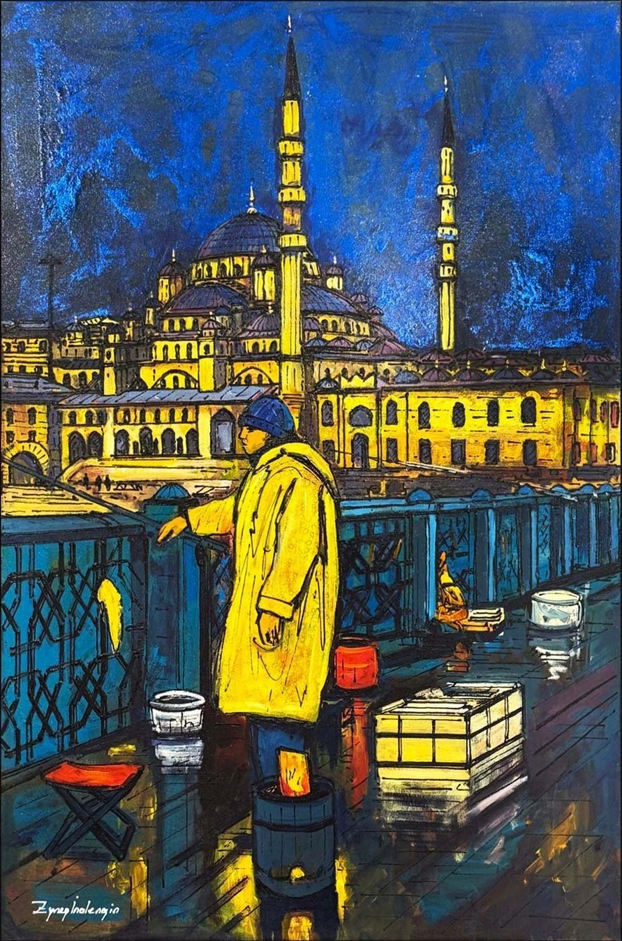 Eminönü'de Balıkçı Yağlı Boya Tablosu