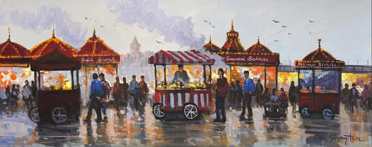 Emiönü Sokak Lezzetleri Yağlı Boya Tablosu