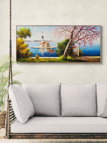 Erguvan Zamanında Kız Kulesi Yağlı Boya Tablosu