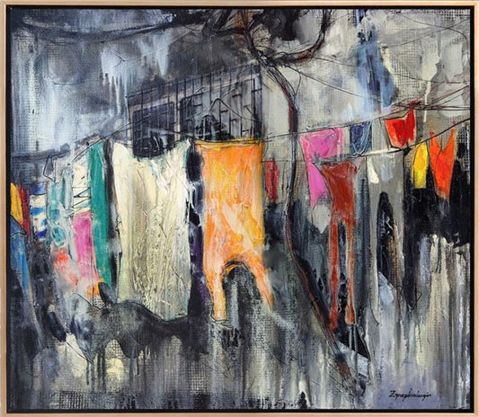 Eski Balat Sokağı Yağlı Boya Tablosu