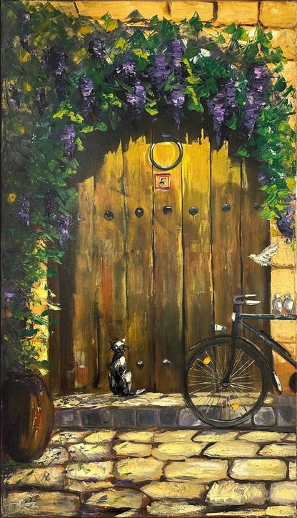 Eski Bir Kapı Yağlı Boya Tablosu