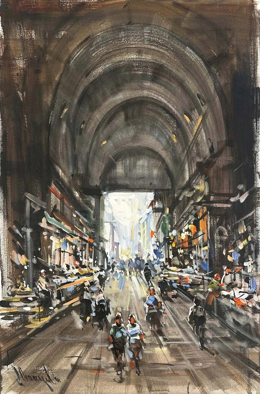 Eski Çarşıda Bir Gün Yağlı Boya Tablosu