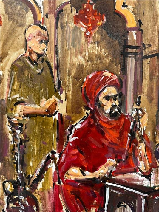 Eski Kahvehaneden Hatıralar Yağlı Boya Tablosu