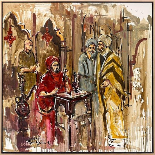 Eski Kahvehaneden Hatıralar Yağlı Boya Tablosu