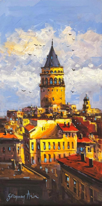 Eski Galata Rüzgarı Yağlı Boya Tablosu