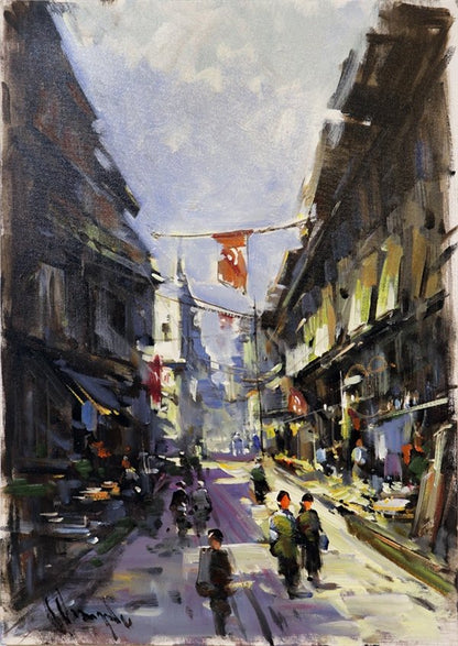 Tarihi Sokaklar Yağlı Boya Tablosu