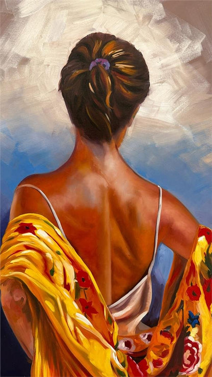 Esmer Kadının Zarafeti Yağlı Boya Tablosu