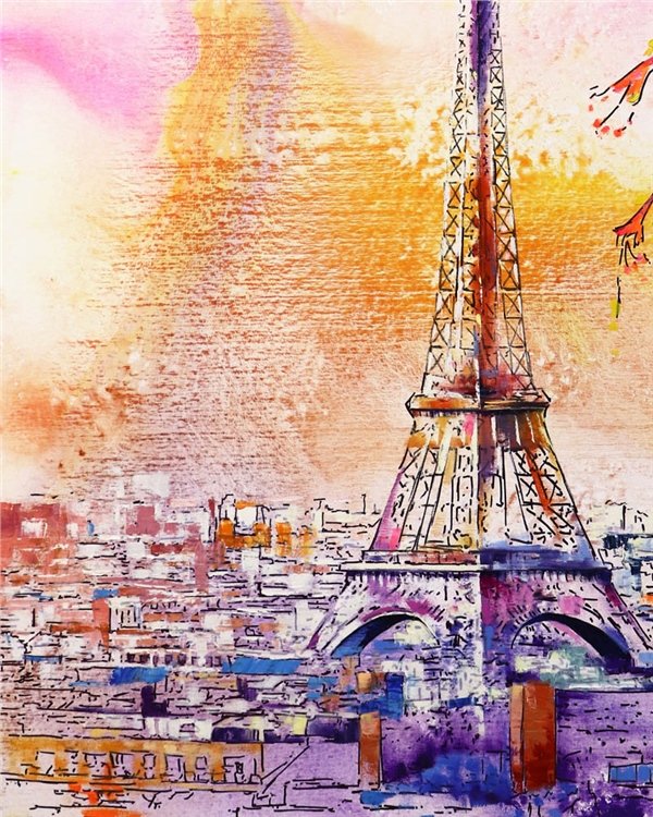 Işığın Altında Eyfel Kulesi Yağlı Boya Tablosu