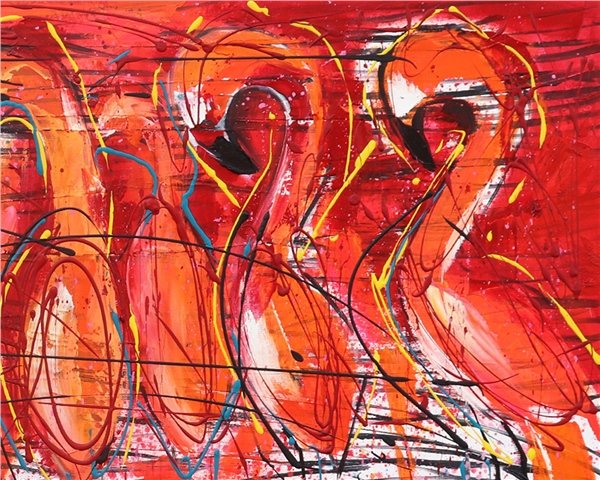 Flamingolar Yağlı Boya Tablosu