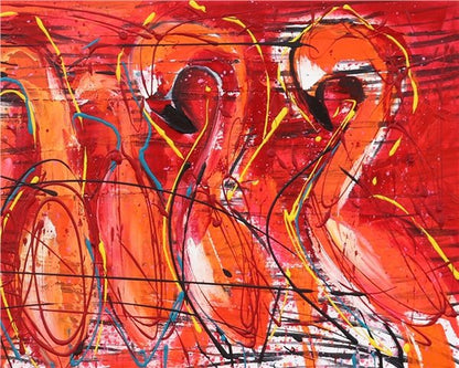 Flamingolar Yağlı Boya Tablosu