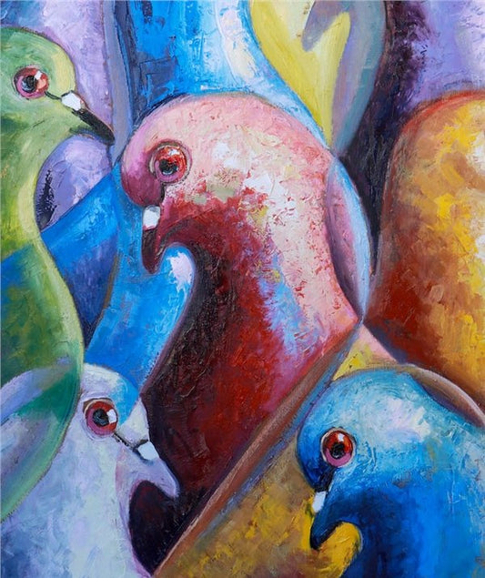 Güvercinlerin Sessiz Şarkısı Yağlı Boya Tablosu