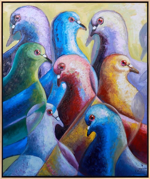 Güvercinlerin Sessiz Şarkısı Yağlı Boya Tablosu