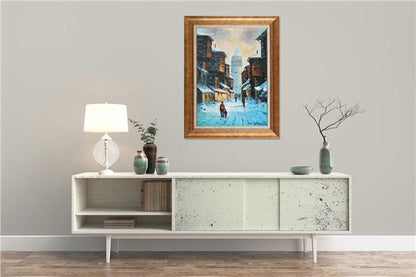 Galata Kulesi Kar Zamanı Yağlı Boya Tablosu