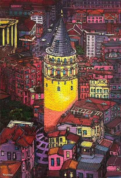 Galata'dan Seyir Yağlı Boya Tablosu