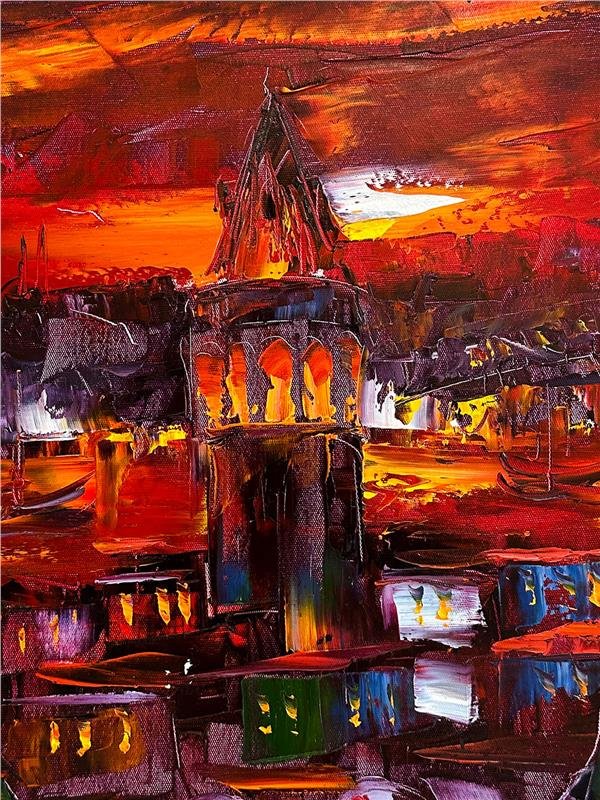 Galata Güvercinleri Yağlı Boya Tablosu