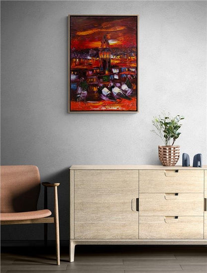 Galata Güvercinleri Yağlı Boya Tablosu